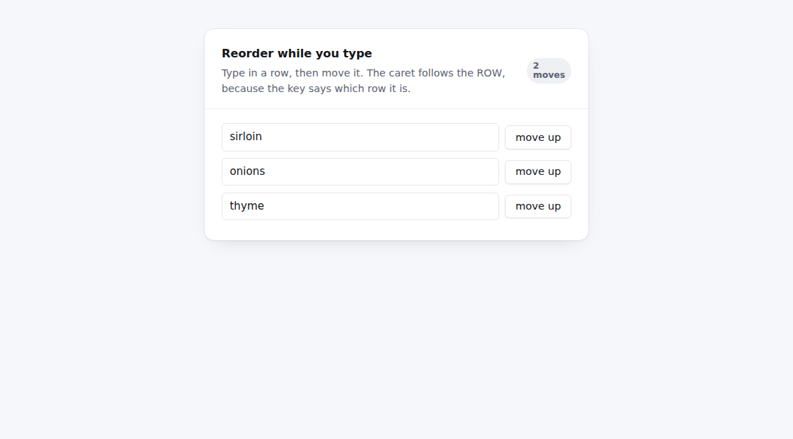 Rows.sbmx running in a browser