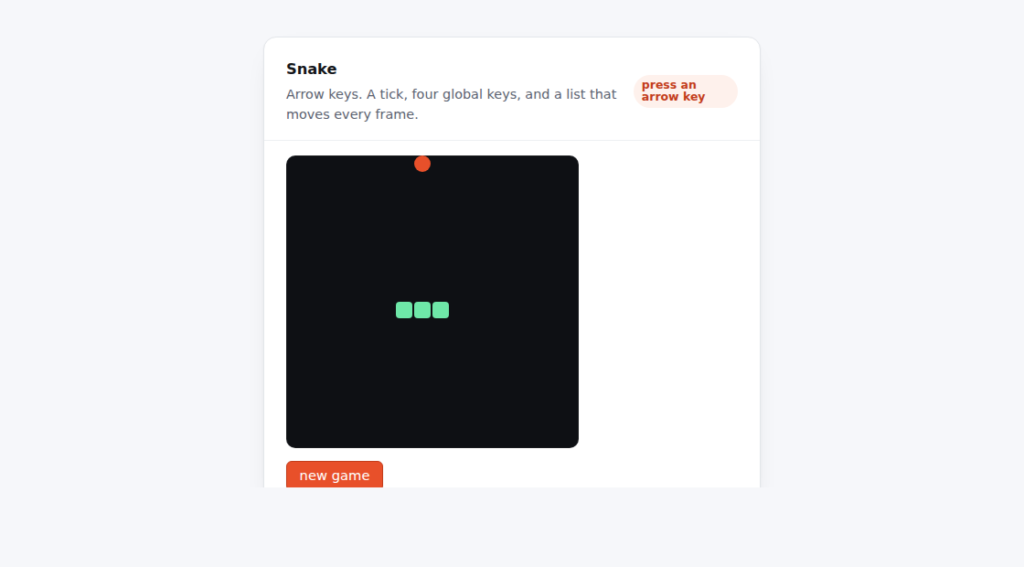 Snake.sbmx running in a browser